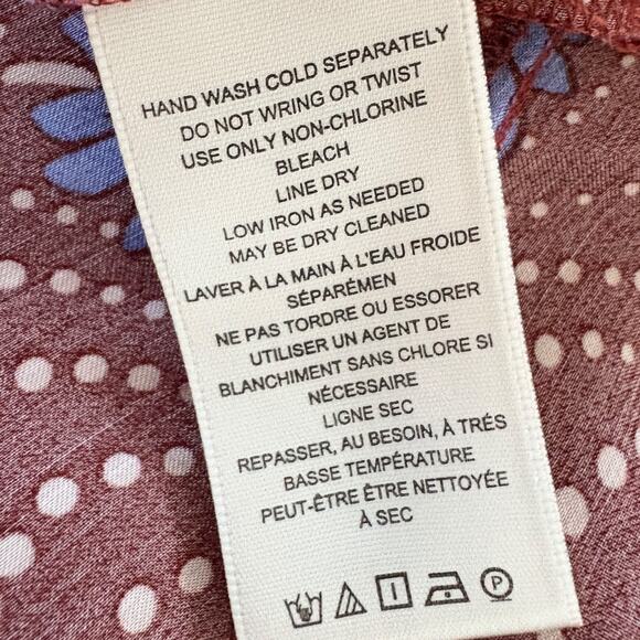 Anthropologie Ruffle Wrap Midi Dress Deep V Floral Boho Cottagecore Flowy Satin - Picture 7 of 9